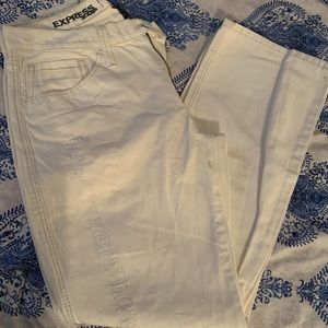Express Mens White Rocco Slim Fit Low Rose Jeans